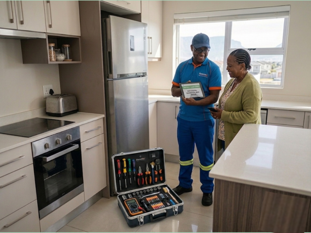 Happy customer after successful LG fridge repair service in Cape Town home