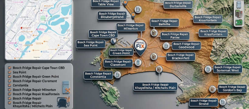 Total Fix Cape Town service areas coverage map for fridge and appliance repair across Cape Town regions