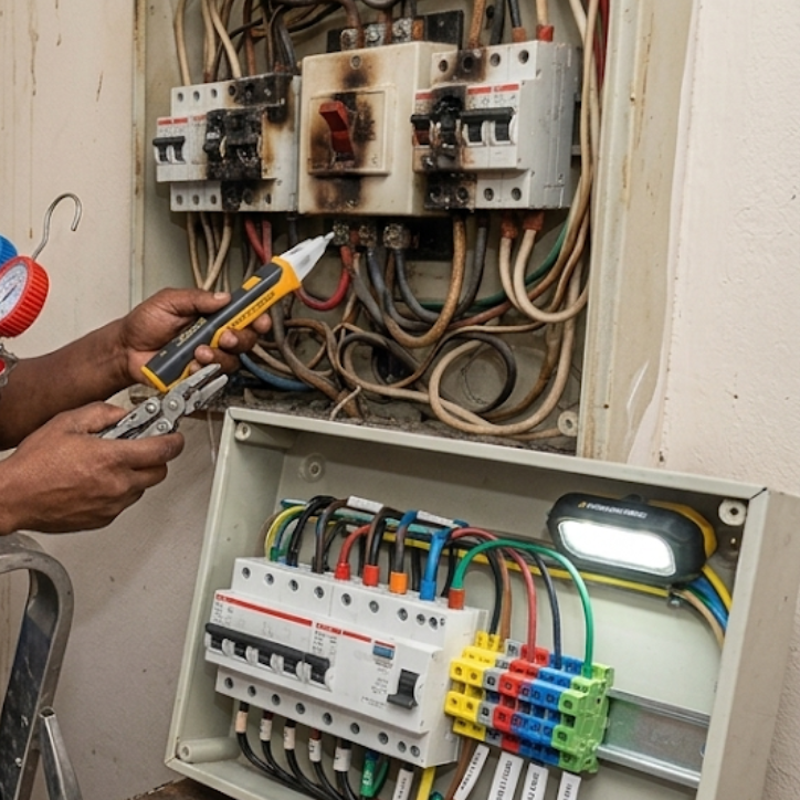 Expert electrician comparing DB board repair versus replacement options for electrical systems in Cape Town.