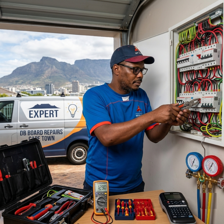 Expert DB board repair services in Cape Town including fault finding, circuit breaker replacement, and electrical panel maintenance.