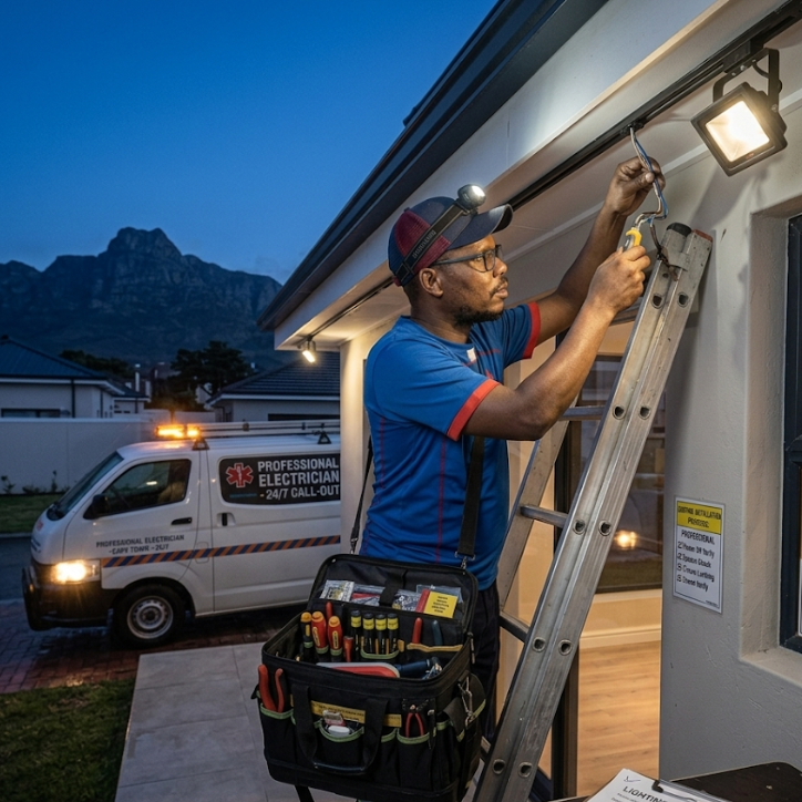 Professional lighting installation in Cape Town for indoor, outdoor, residential, and commercial lighting systems.